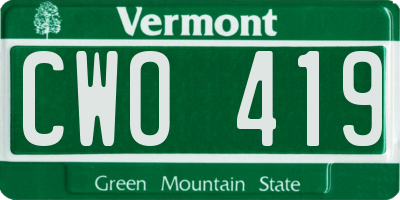 VT license plate CWO419
