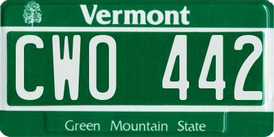 VT license plate CWO442