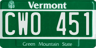 VT license plate CWO451