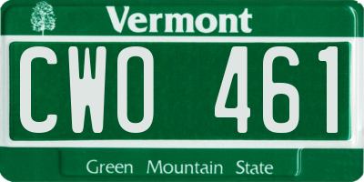 VT license plate CWO461