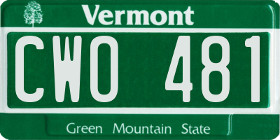 VT license plate CWO481
