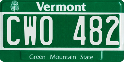 VT license plate CWO482