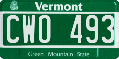 VT license plate CWO493