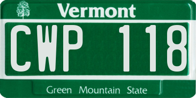 VT license plate CWP118