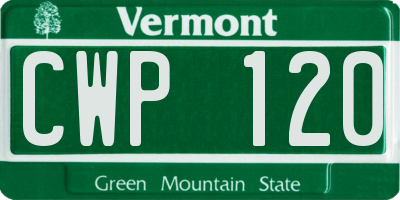 VT license plate CWP120