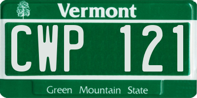VT license plate CWP121