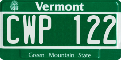 VT license plate CWP122
