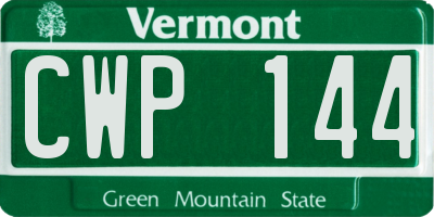 VT license plate CWP144