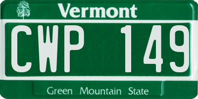 VT license plate CWP149