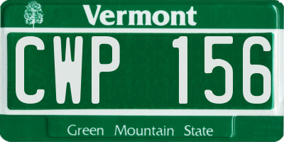 VT license plate CWP156