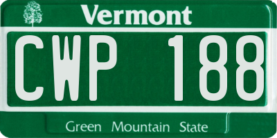 VT license plate CWP188