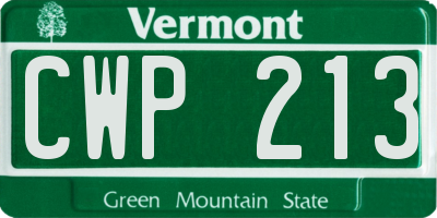 VT license plate CWP213