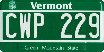 VT license plate CWP229