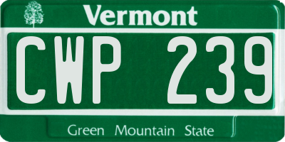 VT license plate CWP239