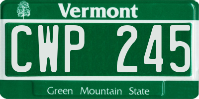 VT license plate CWP245