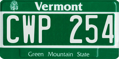 VT license plate CWP254
