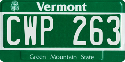 VT license plate CWP263