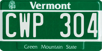 VT license plate CWP304