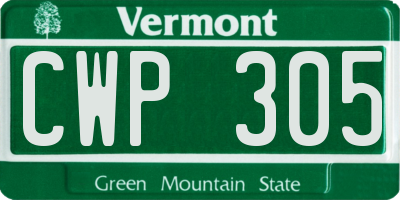 VT license plate CWP305