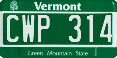 VT license plate CWP314