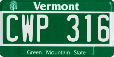 VT license plate CWP316