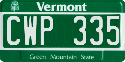 VT license plate CWP335