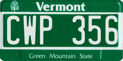 VT license plate CWP356