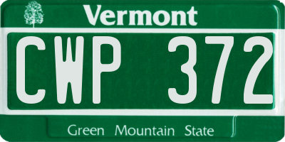 VT license plate CWP372