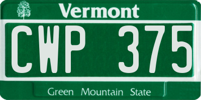 VT license plate CWP375