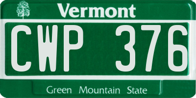 VT license plate CWP376