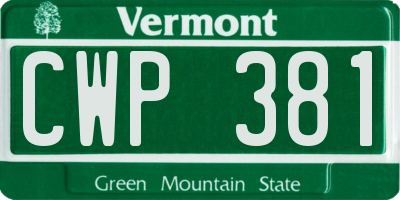 VT license plate CWP381