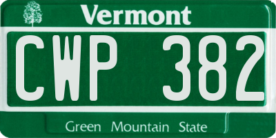 VT license plate CWP382