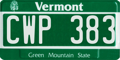 VT license plate CWP383
