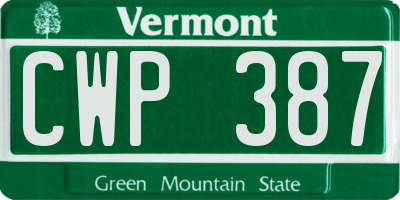 VT license plate CWP387