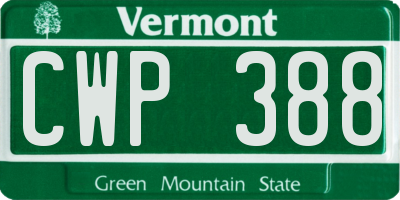 VT license plate CWP388