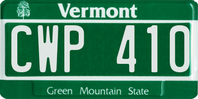 VT license plate CWP410