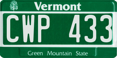 VT license plate CWP433