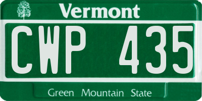 VT license plate CWP435