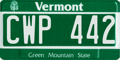 VT license plate CWP442