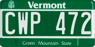 VT license plate CWP472