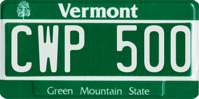 VT license plate CWP500