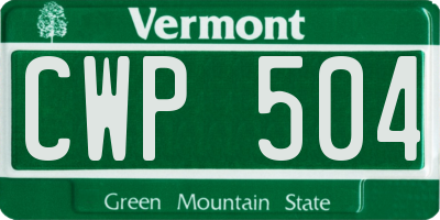 VT license plate CWP504