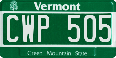 VT license plate CWP505