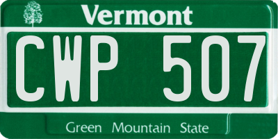 VT license plate CWP507