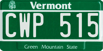 VT license plate CWP515