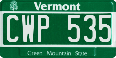 VT license plate CWP535