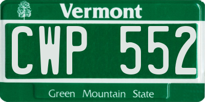 VT license plate CWP552