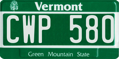 VT license plate CWP580