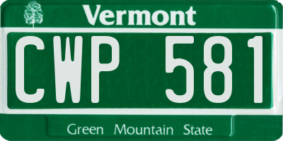 VT license plate CWP581