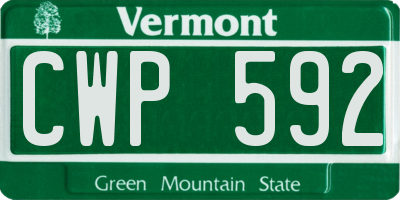 VT license plate CWP592